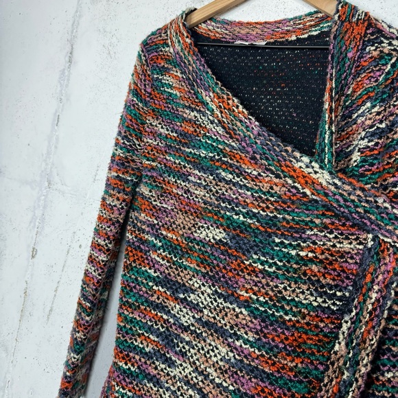 Boston Proper Asymmetrical Multi Color Tweed Cardigan Sweater - Picture 9 of 13